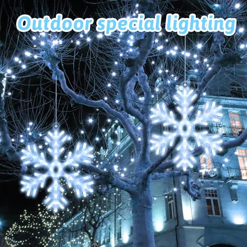 Large 23.6 Inch LED Snowflake Lighted Decorations for Outdoor Windows - Christmas Yard & Porch Decor - Variation of 4 / 23.6 x 23.6 in