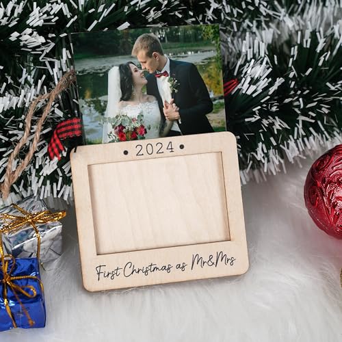 Christmas Photo Frame Ornament Mr & Mrs Keepsake Holiday Decor