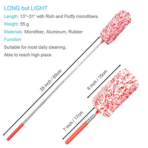 Tonmp 4-Piece Extendable Microfiber Duster Set with Bendable Heads