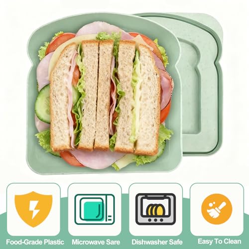 Reusable Toast-Shaped Sandwich Containers - BPA-Free, Microwave Safe