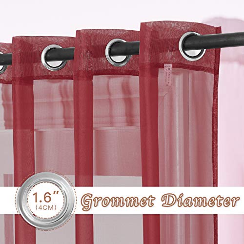 NICETOWN Voile Sheer Curtains - Haute Red 54" x 84" (Pack of 2)