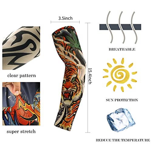 YARIEW Tattoo Sleeves for Men - 12-Piece Fake Tattoo Arm Sleeves