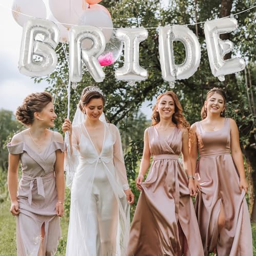 16 Inch Silver 'BRIDE' Mylar Balloon Banner for Weddings & Parties
