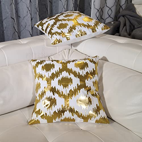Shades of Freyja W77 Gold & White Velvet Pillow Covers - 18x18 Set of 2