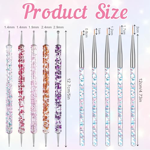Larrel 10-Piece Nail Art Brush and Double-Ended Dotting Tool Set