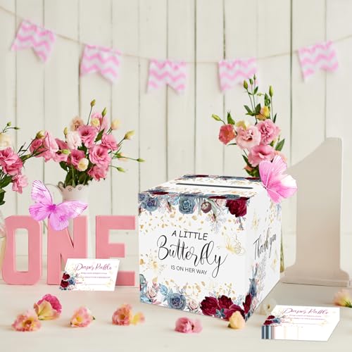 Butterfly Diaper Raffle Box Set with 50 Tickets for Baby Shower