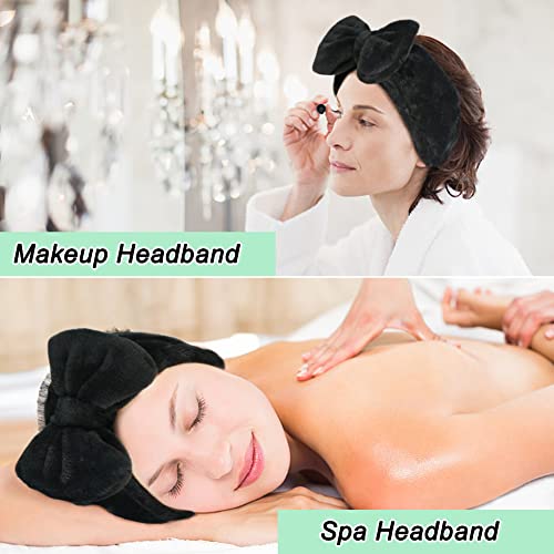 Shintop Soft Coral Fleece Spa Headband with Cute Bow for Face Wash