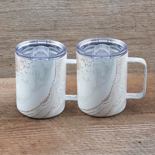 Cambridge Silversmiths Set of 2 16oz Insulated Red Geode Coffee Mugs