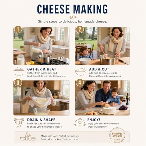 Organic Cheesecloth Set - 5 Reusable Muslin Cloths, 3 Sizes