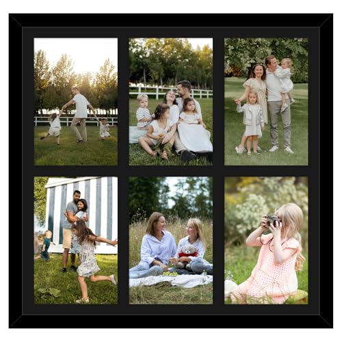 13x13 Collage Picture Frame, Holds 6 4x6 Photos or One 13x13 Print, Black