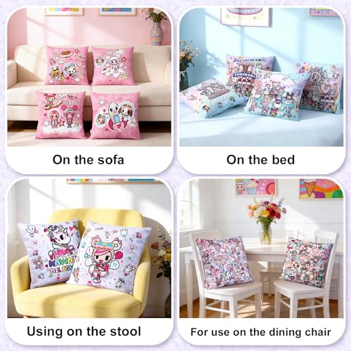 tokidoki Kawaii All Stars 18x18 Inch Pillowcase Set - 2 Pack