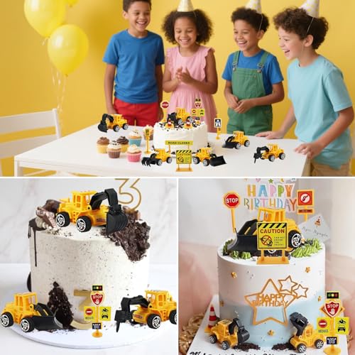 16pc Mini Construction Vehicle Cake Toppers Set - Variety 3