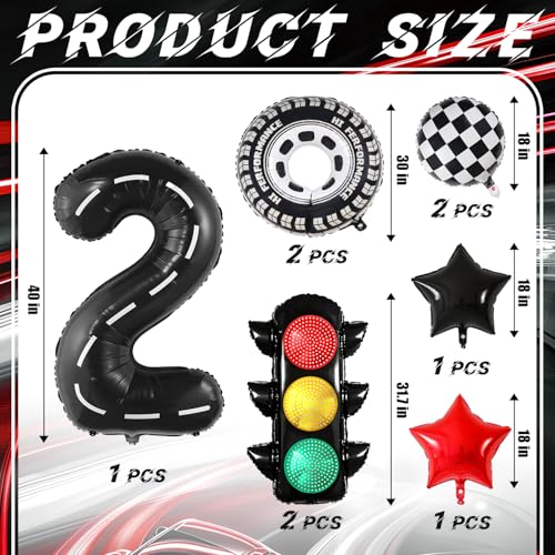 2nd Birthday Race Car Balloon Set - 9Pcs Racing Theme Decor