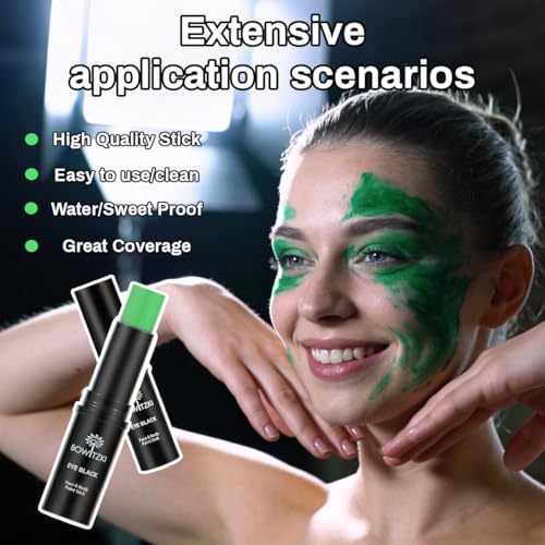 Bowitzki Face Body Paint Stick Green for Sports Eye Black and Halloween