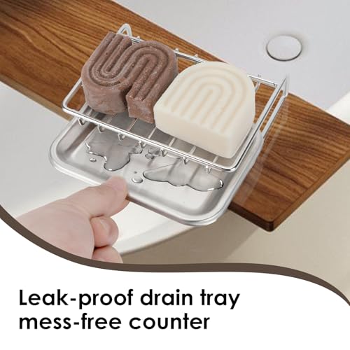Stainless Steel Soap Bar Holder with Drainage Tray - Space-Saving Design