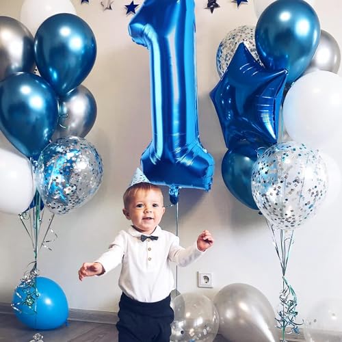 40-Inch Navy Blue Number Foil Balloon Set for Birthday & Anniversary