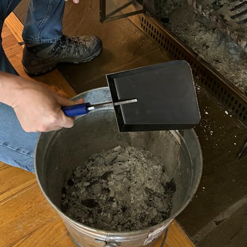 15-Inch Solid Iron Fireplace Ash Shovel with Rubber Handle