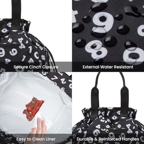 MEXS Insulated Lunch Bag for Women - Large Drawstring Tote