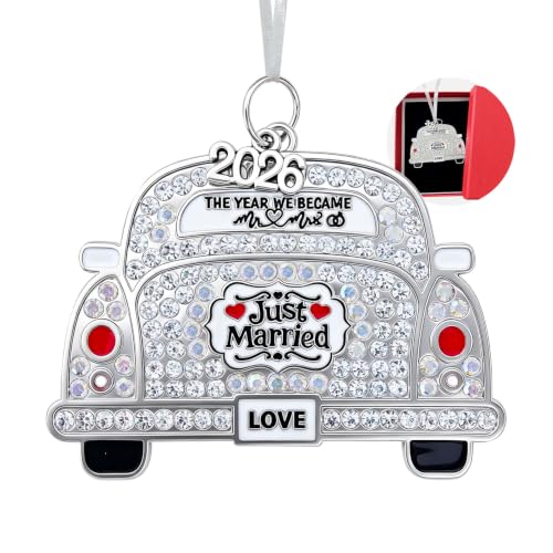 Just Married 2026 Christmas Ornament for Newlyweds - Wedding Car Pendant Gift