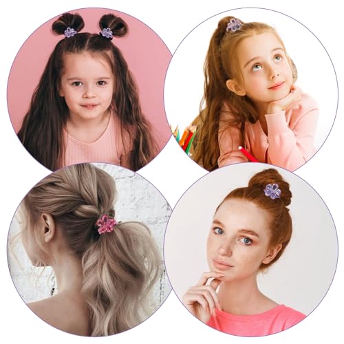 Tyqour 6 Pcs Bubble Hair Ties for Girls, Colored Camellia Rubber Beads