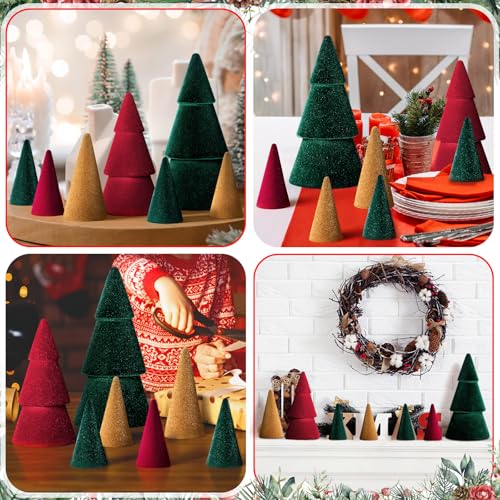 7 Pcs Velvet Christmas Tree Set - Modern Holiday Decor, Multiple Sizes