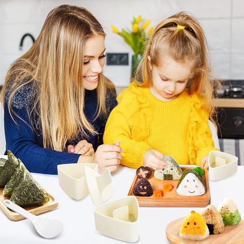 Beige Onigiri Mold Triangle Set - 3 Sizes Sushi Rice Ball Maker Kit