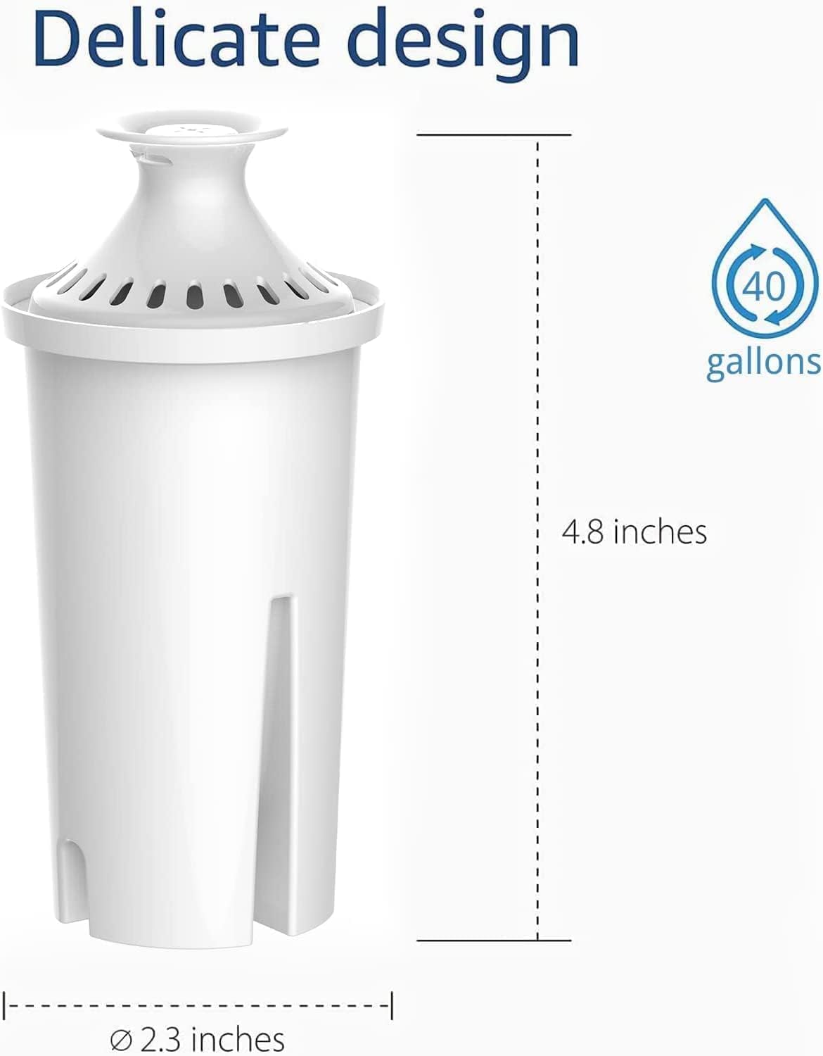 Waterdrop Replacement Brita® Filters - NSF Certified Pitcher Water Filter for Classic OB03 | Pack of 6