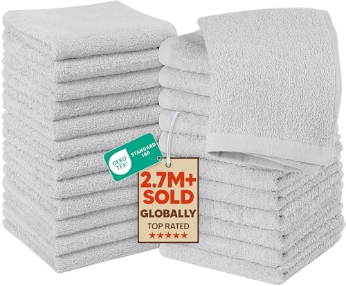 Utopia Towels 24 Pack 12x12 Cotton Washcloths - Highly Absorbent