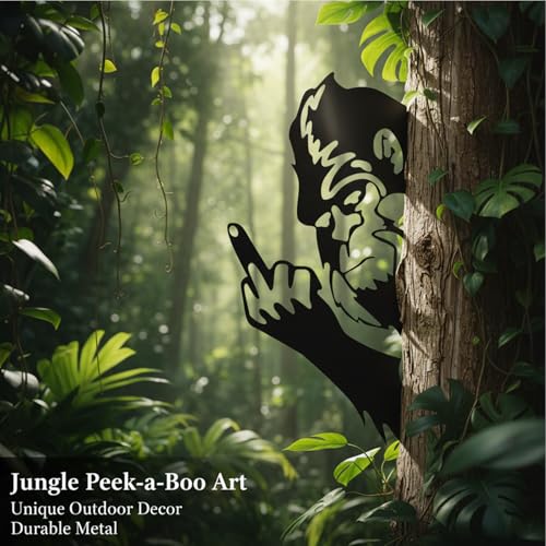 Funny Gorilla Metal Wall Art Sculpture for Outdoor Garden & Patio Decor