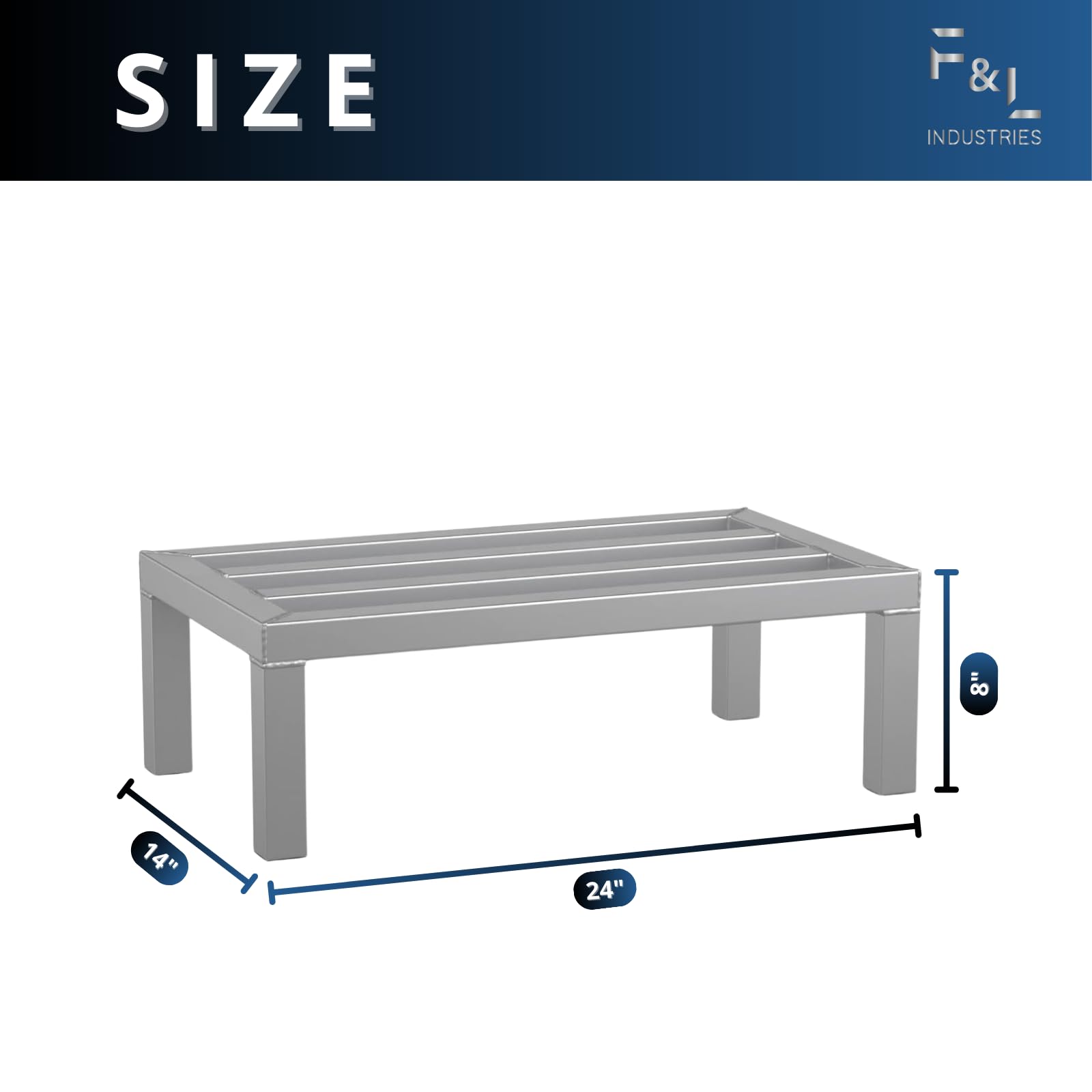 Winco Aluminum Dunnage Rack, 1,200 lbs Capacity, 14" x 24"
