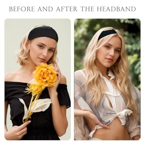 12-Pack Wide Stretch Headbands for Women - Non-Slip Extra Wide Turban Hair Bands for Workout, African Style, Sports & Daily Use (Breathable, All-Day Comfort) Color1 (Color2)