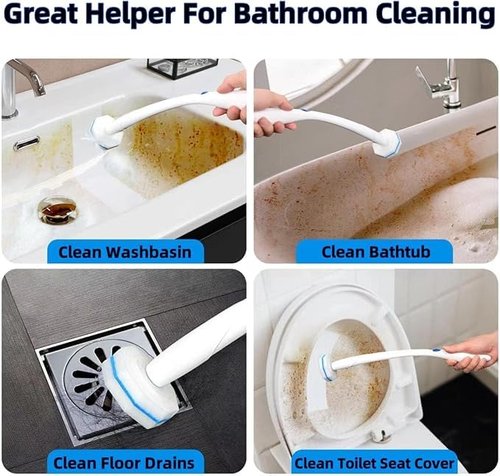 GanLiving Disposable Toilet Brush & Wand Refills, 50 Count 3-Layer Octagonal Toilet Cleaner Heads, Compatible with Most Standard Toilet Wands, Hygienic Bathroom Deep Cleaning