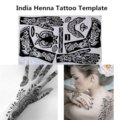 Henna Tattoo Kit Stencils Reusable Self-Adhesive Indian Arabian Body Art