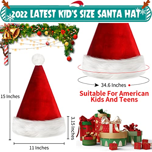 Red Plush Santa Hat for Kids - 2/4/10 Pack Holiday Christmas Hats for Children & Toddlers