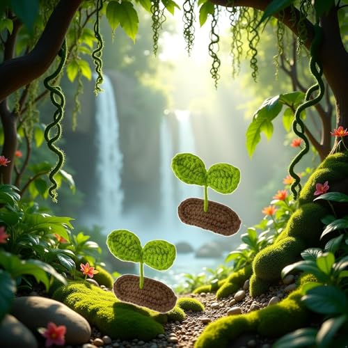 Hand Knitted Bean Sprout Hair Clips 2-Pack Cute Plant Barrettes