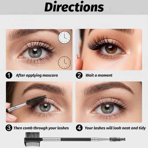 4 Pcs 3-in-1 Eyebrow Brush and Eyelash Comb Set with Spoolie