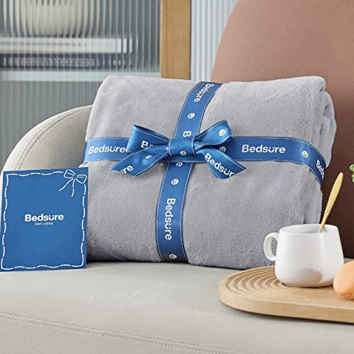 Bedsure King Size GentleSoft Fleece Blanket - Light Grey Plush
