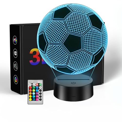 3D Soccer Illusion Night Light with 16 Colors - Perfect Gift for Boys