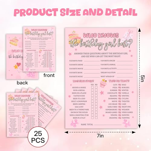 Who Knows The Birthday Girl Best? | 25 Double-Sided Game Cards
