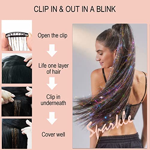 La Bella 47" Heat-Resistant Hair Tinsel Extensions - Gold Sparkle Silk