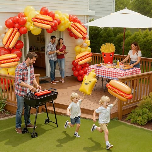 Giant Hot Dog Foil Balloons - 6 Pack, 28” Party Decorations