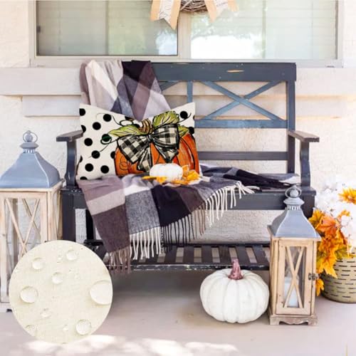 RABUSOFA Fall Pumpkin Outdoor Pillow Cover, Waterproof 12x20 Inch Orange
