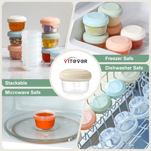 VITEVER 8 Pack 2oz Reusable Salad Dressing Containers with Lids