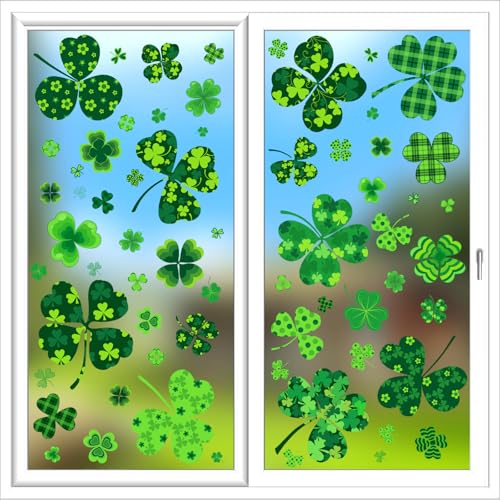 St. Patrick's Day Shamrock Window Clings - 118 Pcs Decor