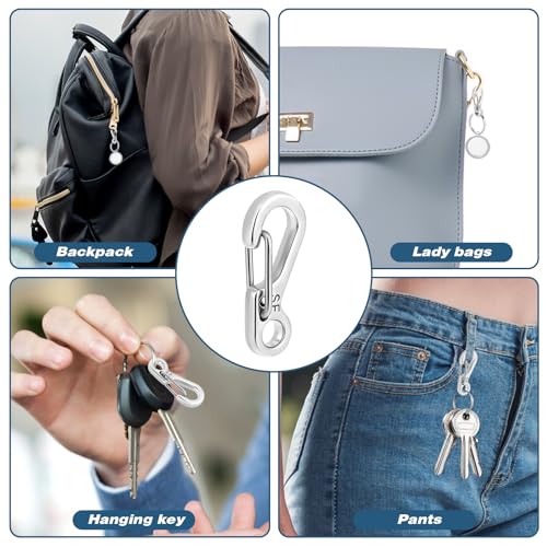 12 Pcs Tiny Carabiner Clip Metal Small Spring Snap Hooks, 1 inch Key Chain Clip Hooks Metal Swivel Clasps Lanyard Snap Hook Carabiners for Backpack Keychains Accessories(Silver)