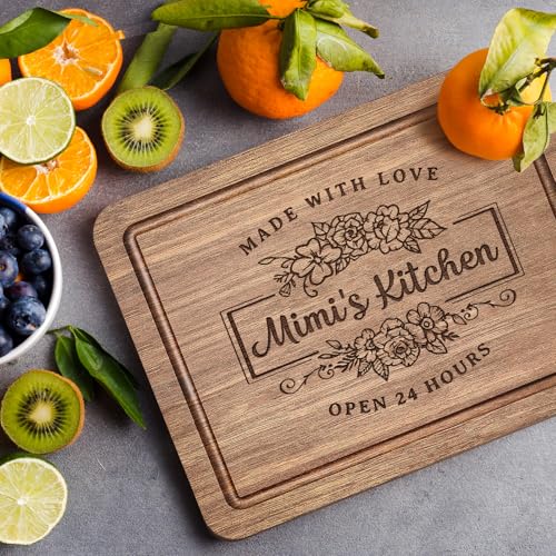 Wood Walnut Cutting Board for Kitchen - Personalized Mimi Gift - 11x8.5 Inch - Gift for Mimi
