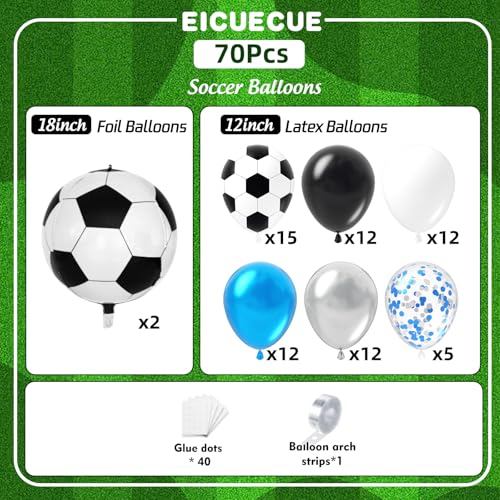 Football Party Balloon Set - 70Pcs Soccer Decorations with Foil Balloons