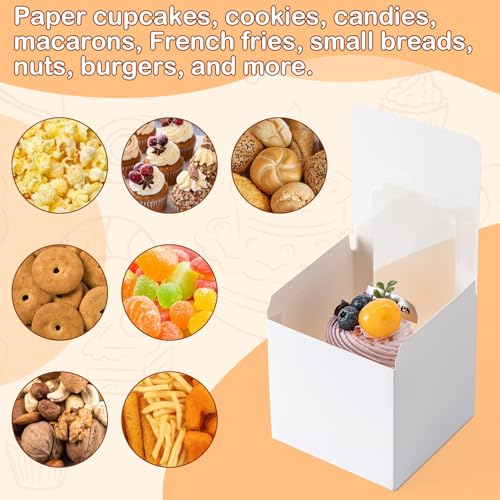 Hoewina 28 PCS White Cupcake Boxes with Window - Individual Containers