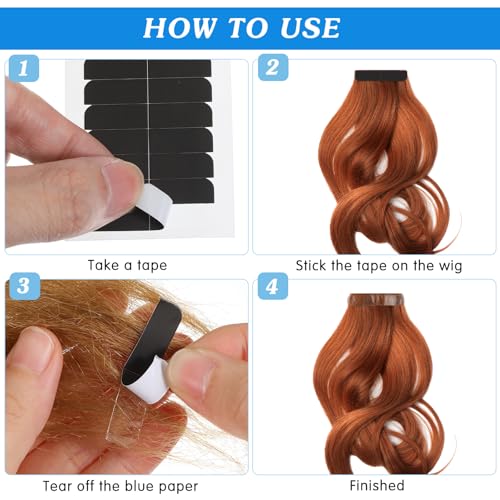 Mabor 120Pcs Double Sided Tape for Hair Extensions Replacement Black