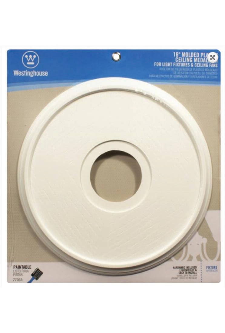Westinghouse 77035 7703500 Lighting Ceiling Medallions, Molded Plastic, 16 Inch Dia, 15-3/4", White